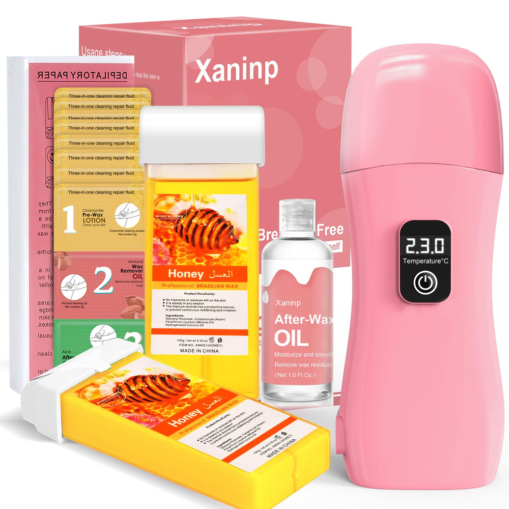 Xaninp roll-on wax kit with LED display enables precise at-home waxing sessions.