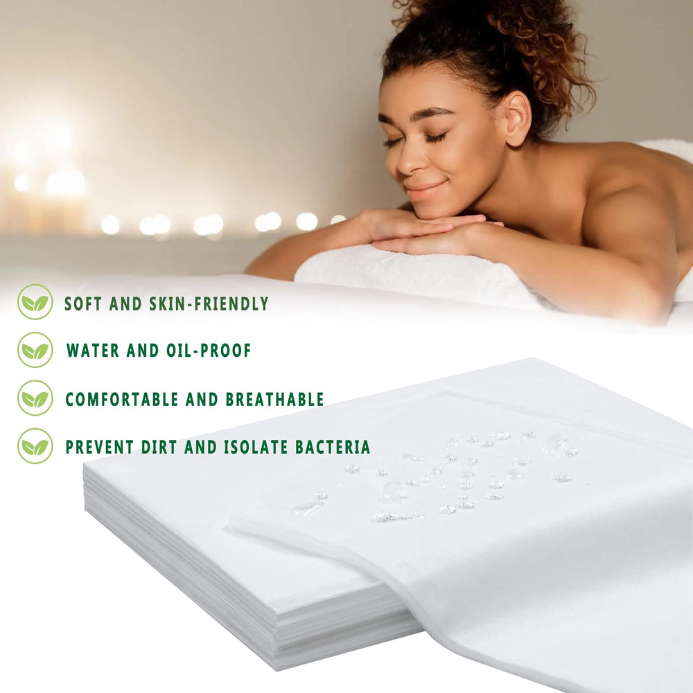 XATUMO spa bed sheets 31x71 folded with breathable nonwoven fabric for comfort.