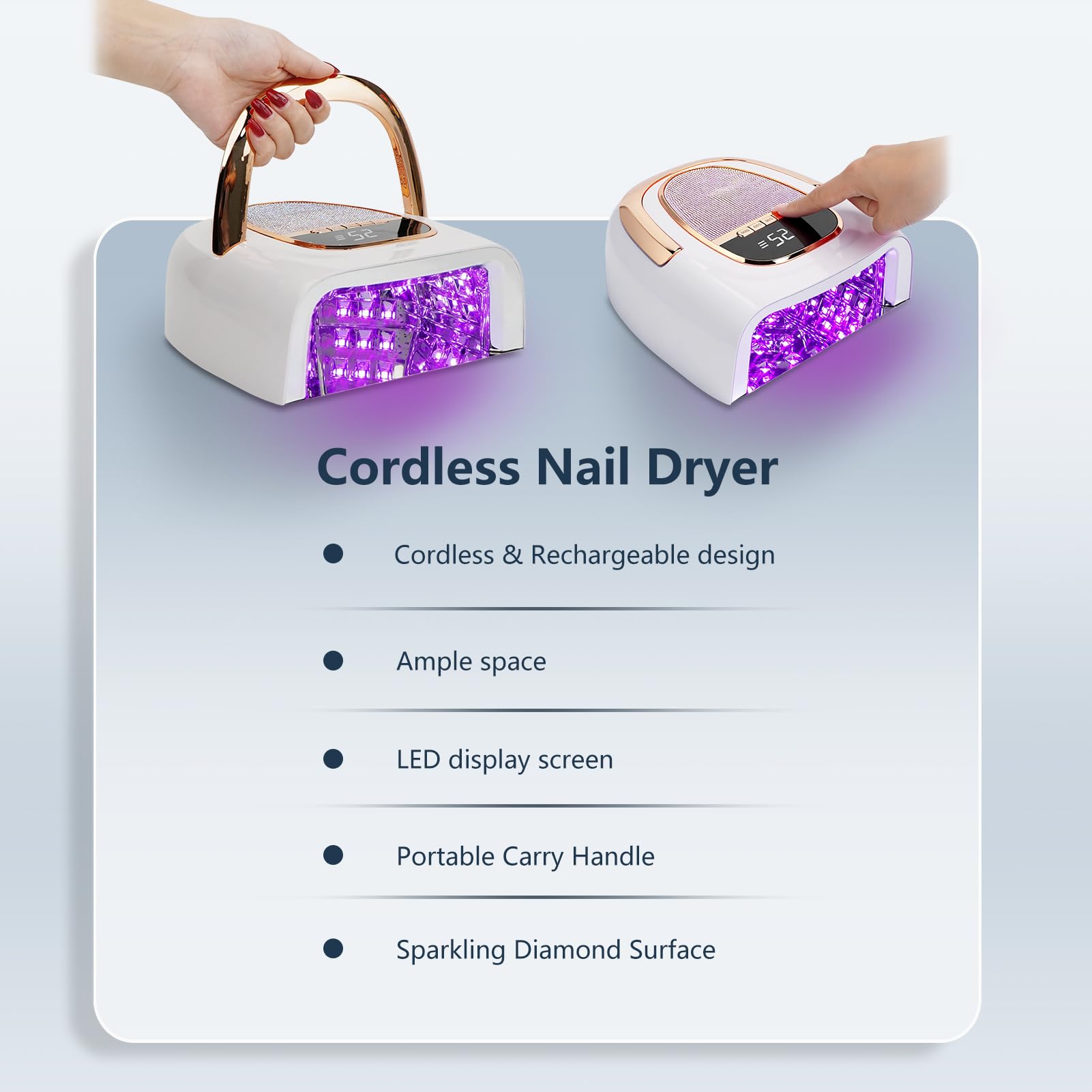 XCVPL smart-sensor lamp ensures hands-free curing with instant start and stop.