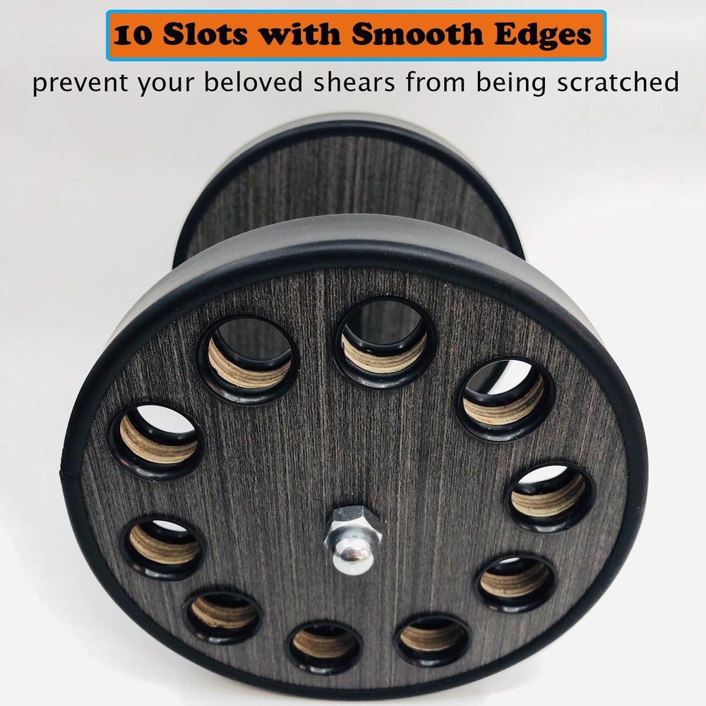 XDONEF salon tool organizer with 10 slots keeps scissors neatly sorted.