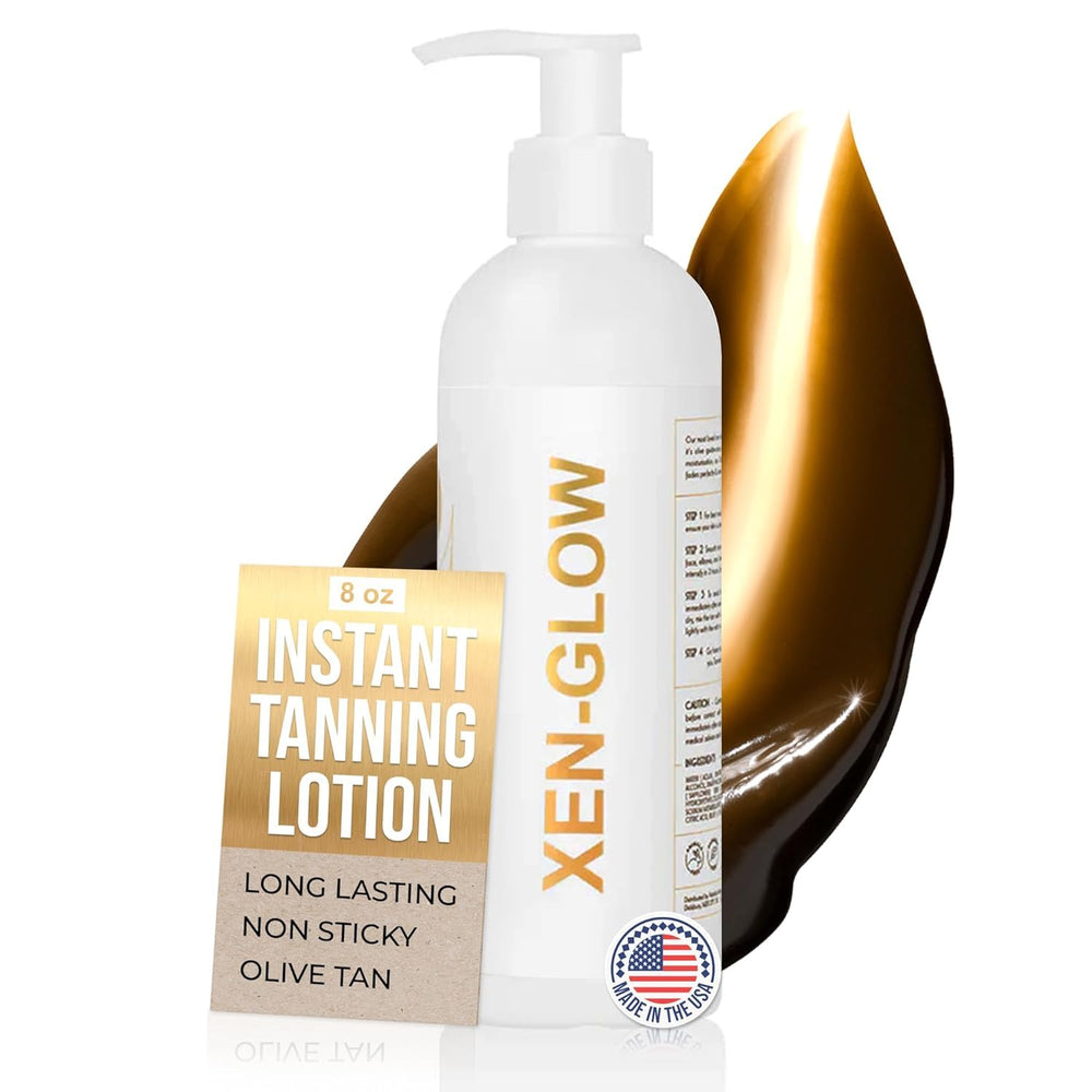 XEN-GLOW dark self-tanner face body jar delivers natural olive glow.