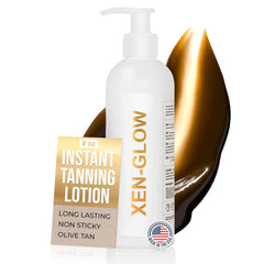 XEN-GLOW dark self-tanner face body jar delivers natural olive glow.