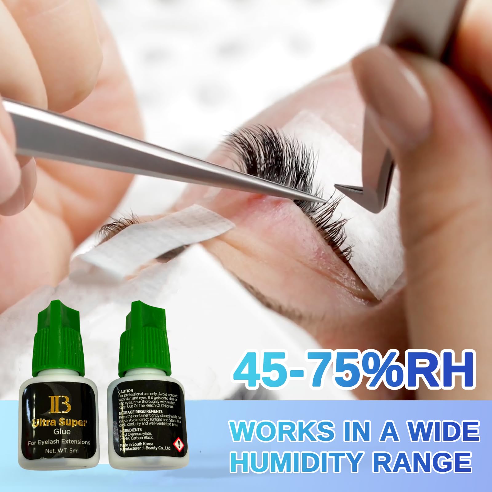 XFQUIJ Lava Lash glue in use on hands for efficient lash placement.
