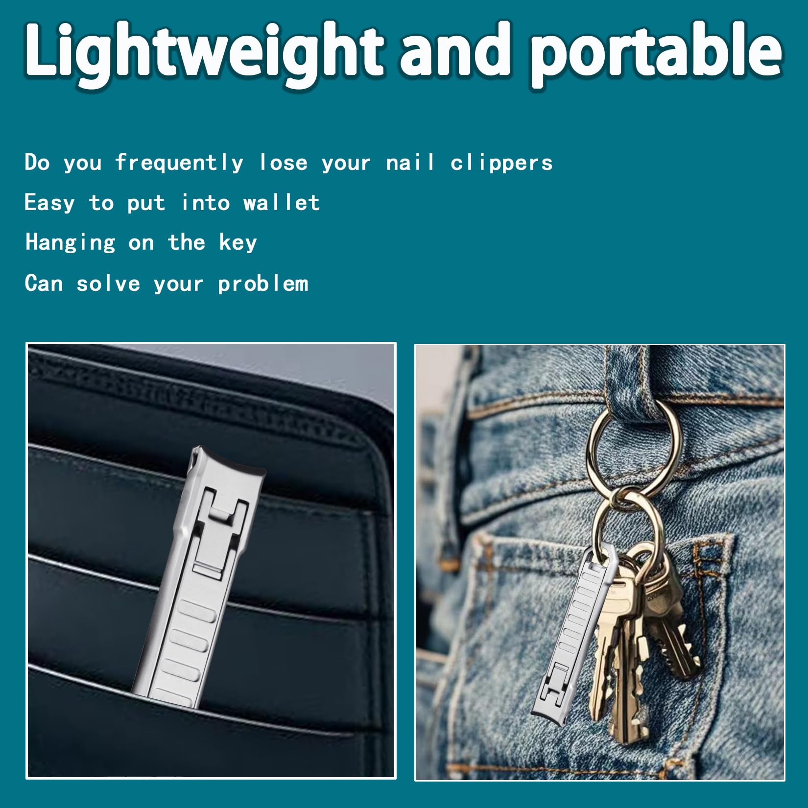 XGIZMOO folding wide-jaw nail clippers for precise on-the-go trimming.