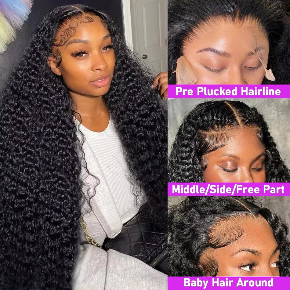 Xhisae Deep Wave wig side view showing seamless parting and volume.
