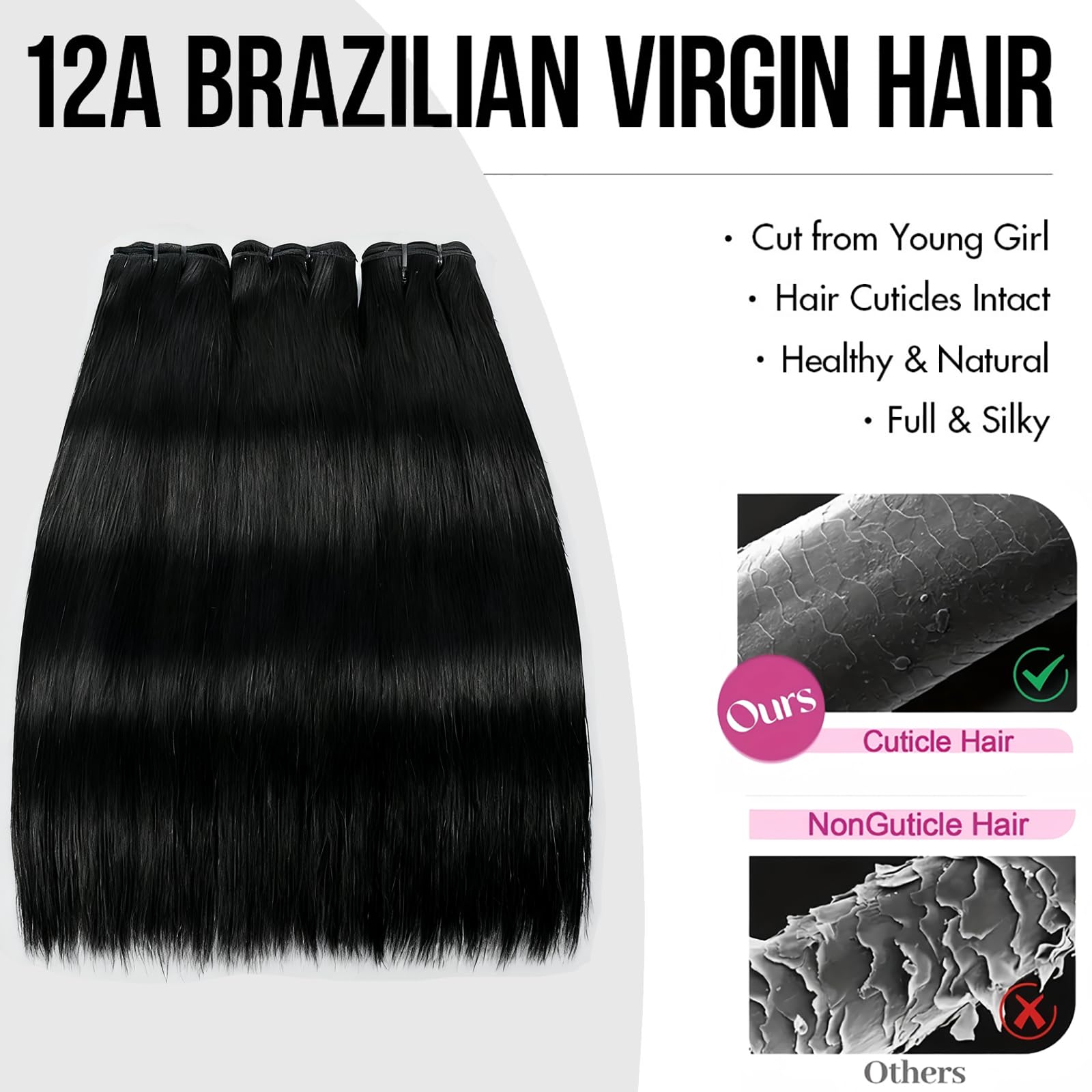 XIANYUN 12A straight bundles 18inch close-up for voluminous looks