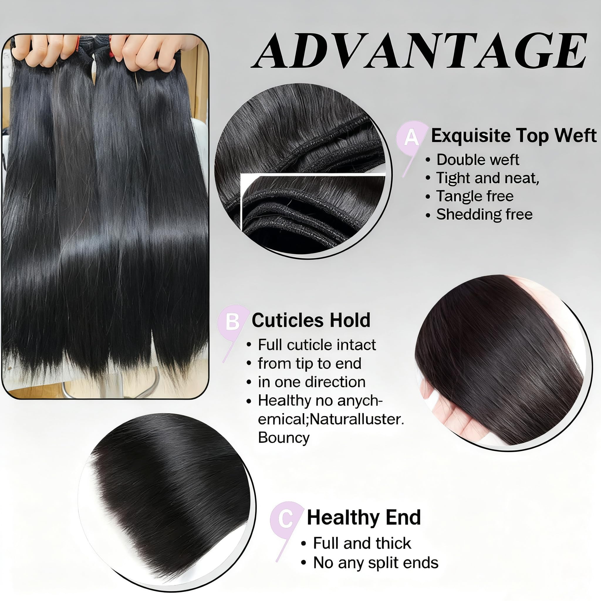 XIANYUN 12A straight bundles 20inch natural fall and shine