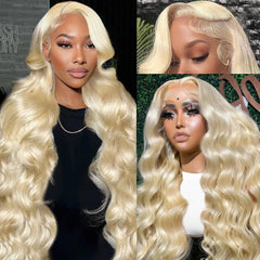 XIAPAY 613 lace-front wig 28in blonde on model for natural daily wear and versatile styling
