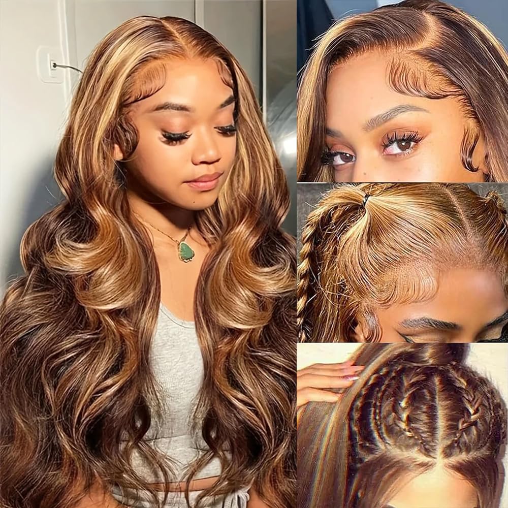 Xiayume honey blonde ombre wig front view with natural hairline for daily wear.