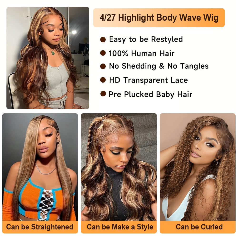 Xiayume honey blonde ombre body wave texture adds volume and movement.