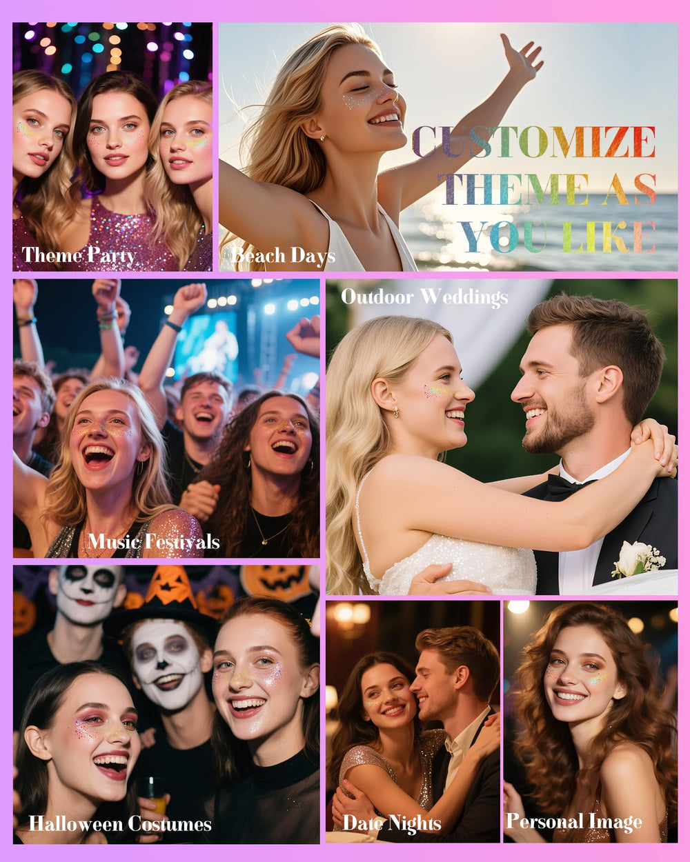XICZH festival accessory stickers ideal for concerts and beach parties