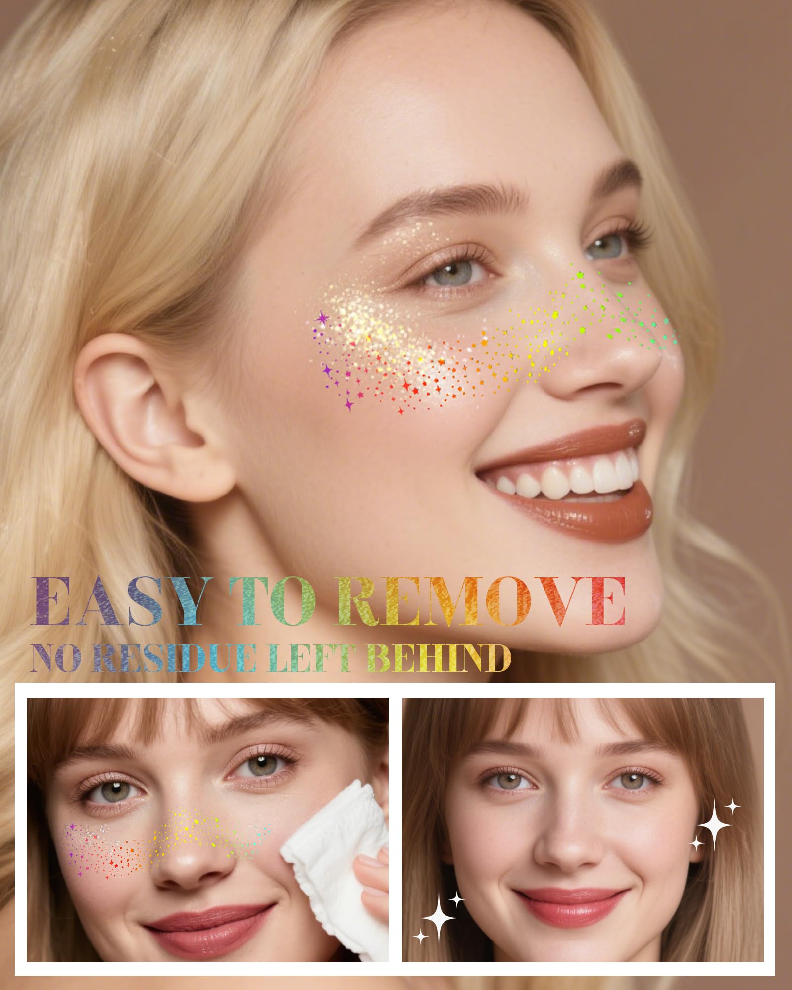 XICZH teen-friendly festival glitter patches enhance party outfits