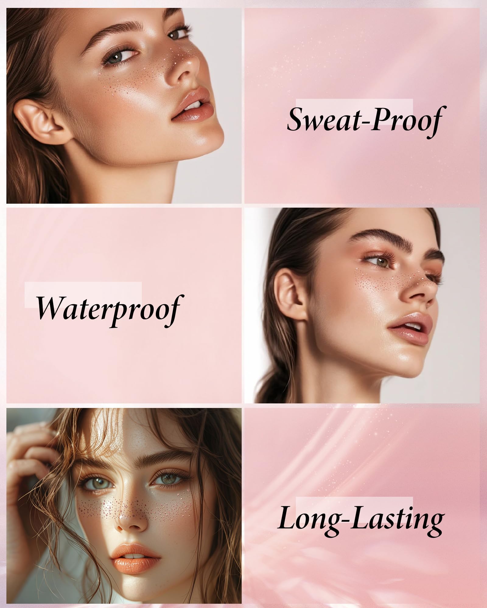 XICZH waterproof makeup patches rose gold on skin during activity.