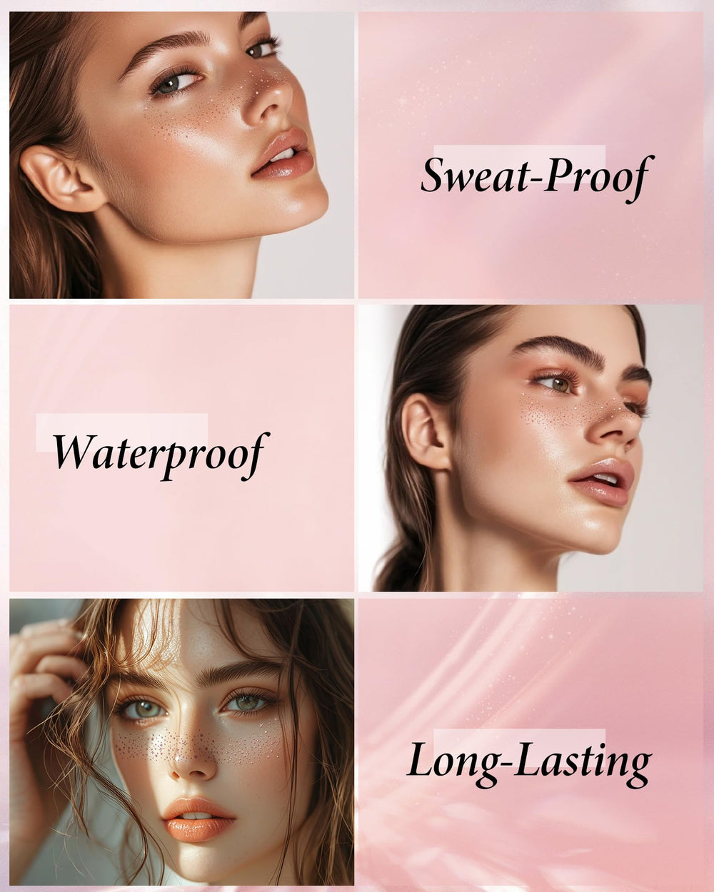 XICZH waterproof makeup patches rose gold on skin during activity.