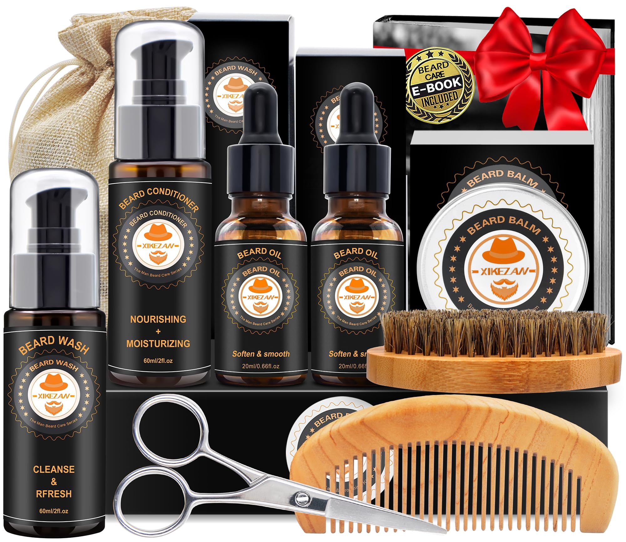 XIKEZAN beard-kit-sweet-orange-wash-bottle offers refreshing cleanse and beard hydration.