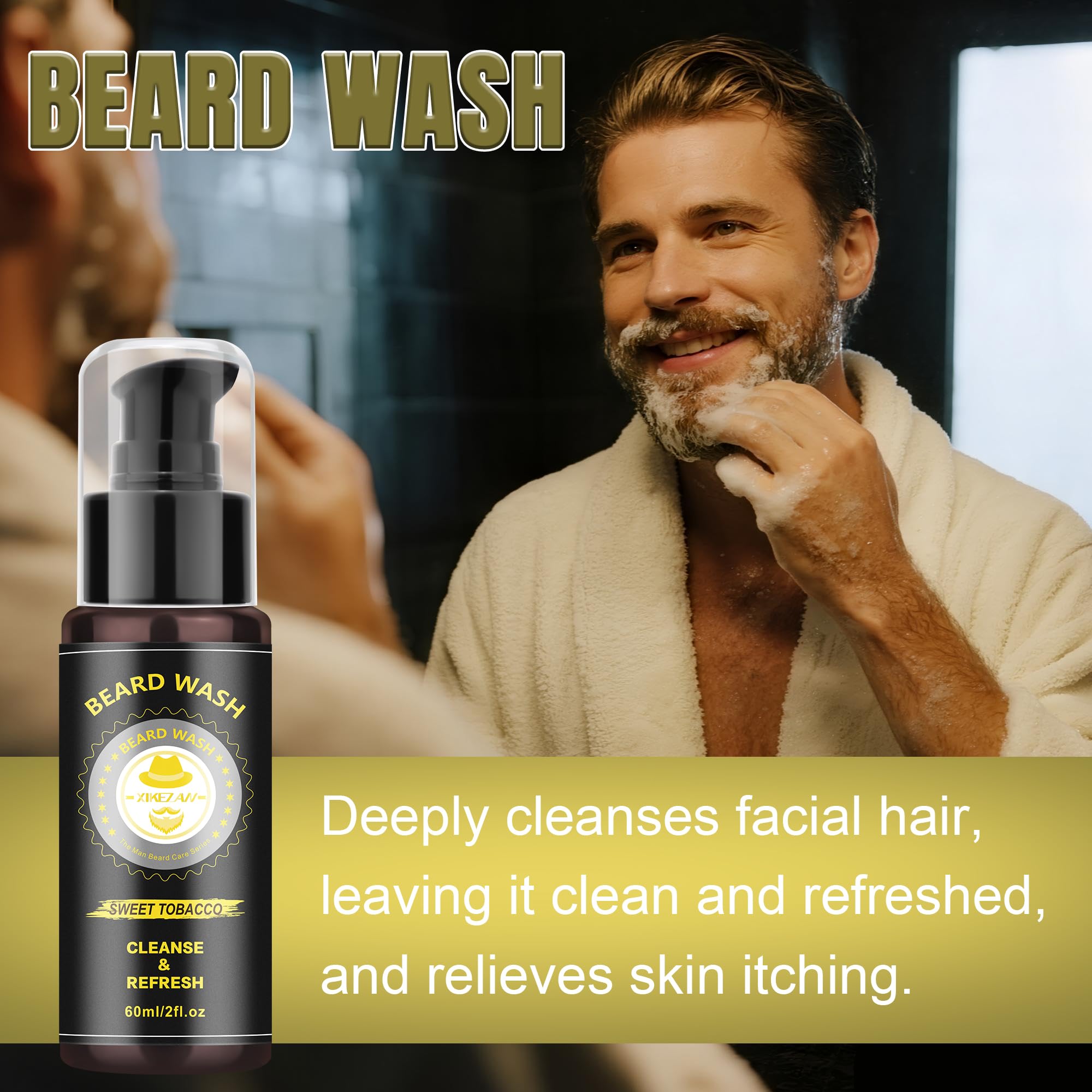 XIKEZAN beard oil duo bottle emphasizing softening shine and healthy beard feel