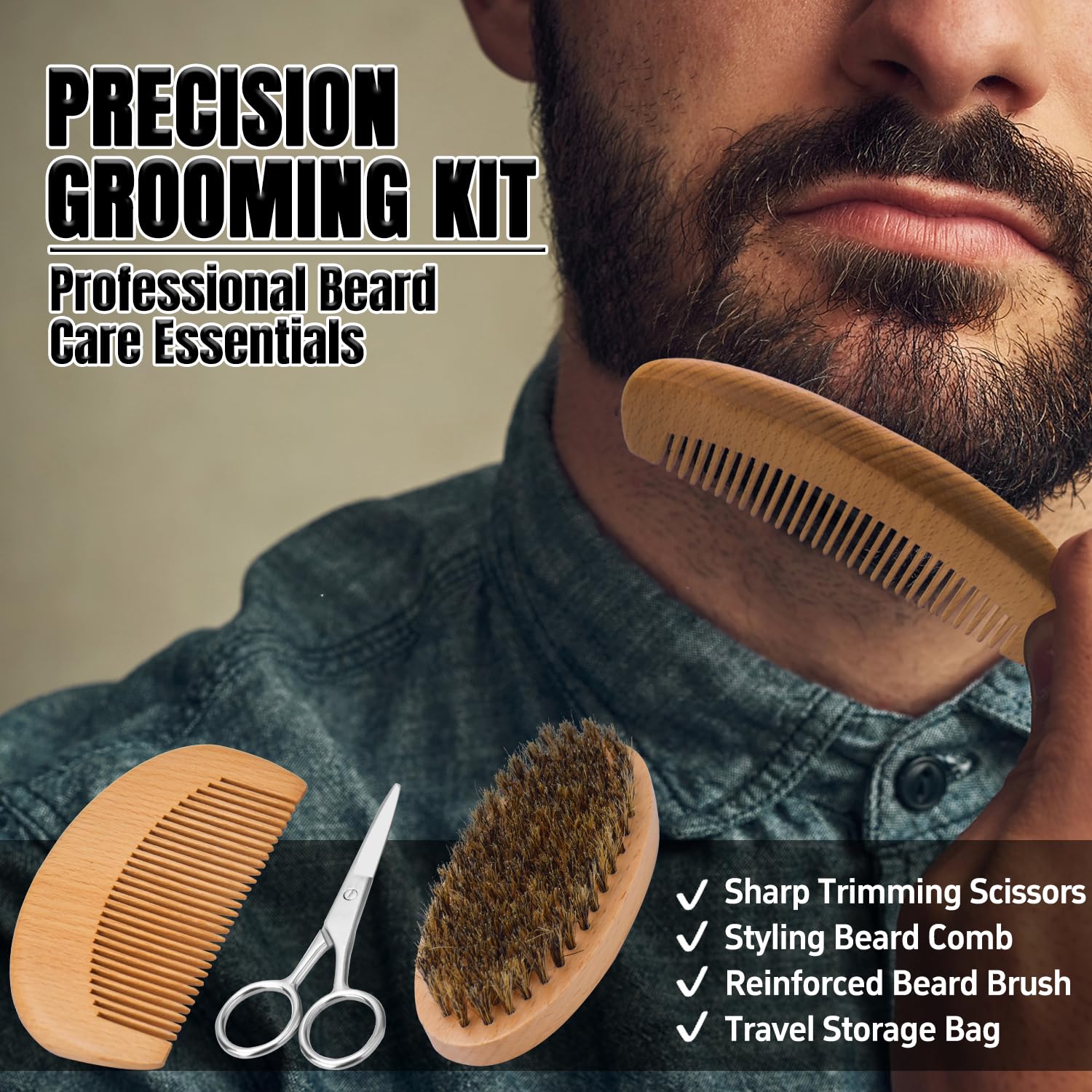 XIKEZAN beard scissors ensure precise trims on the go.