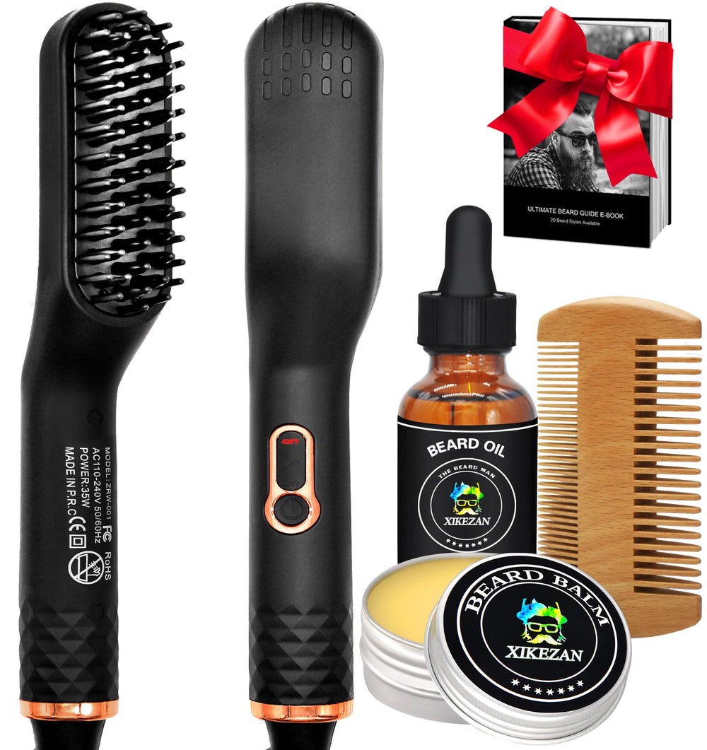XIKEZAN beard straightener kit box: premium grooming set for easy at-home beard care.