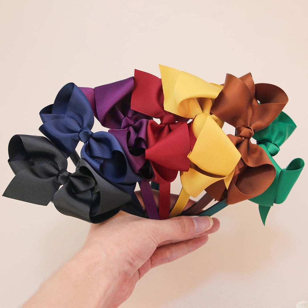 XIMA kids wearing bows headband illustrates comfortable fit for ages 4-12