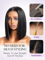 Xinjiju bob glueless wig lace 6x4 close-up for seamless skin blends