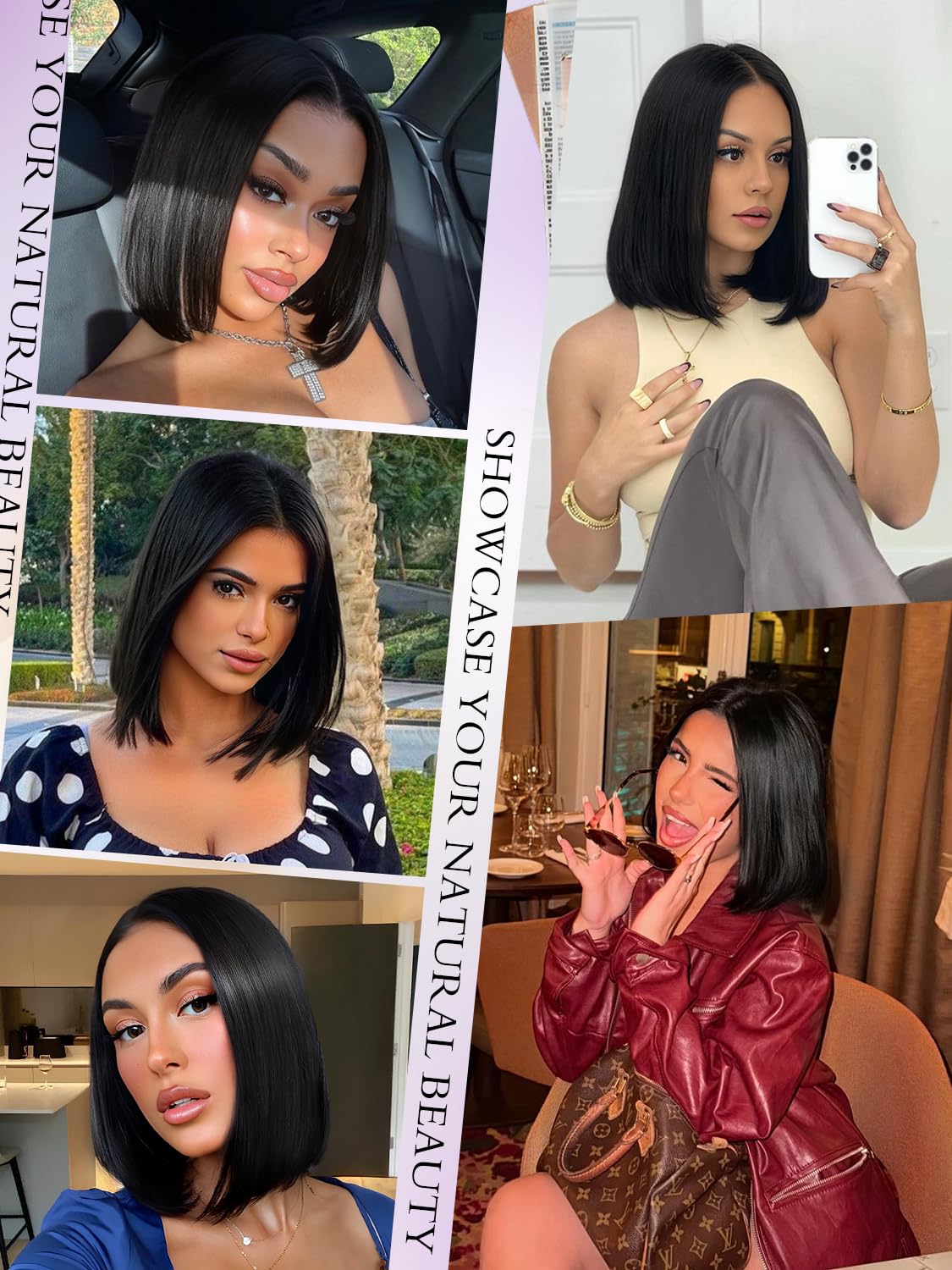 Xinjiju bob glueless wig lace edge detail for natural parting