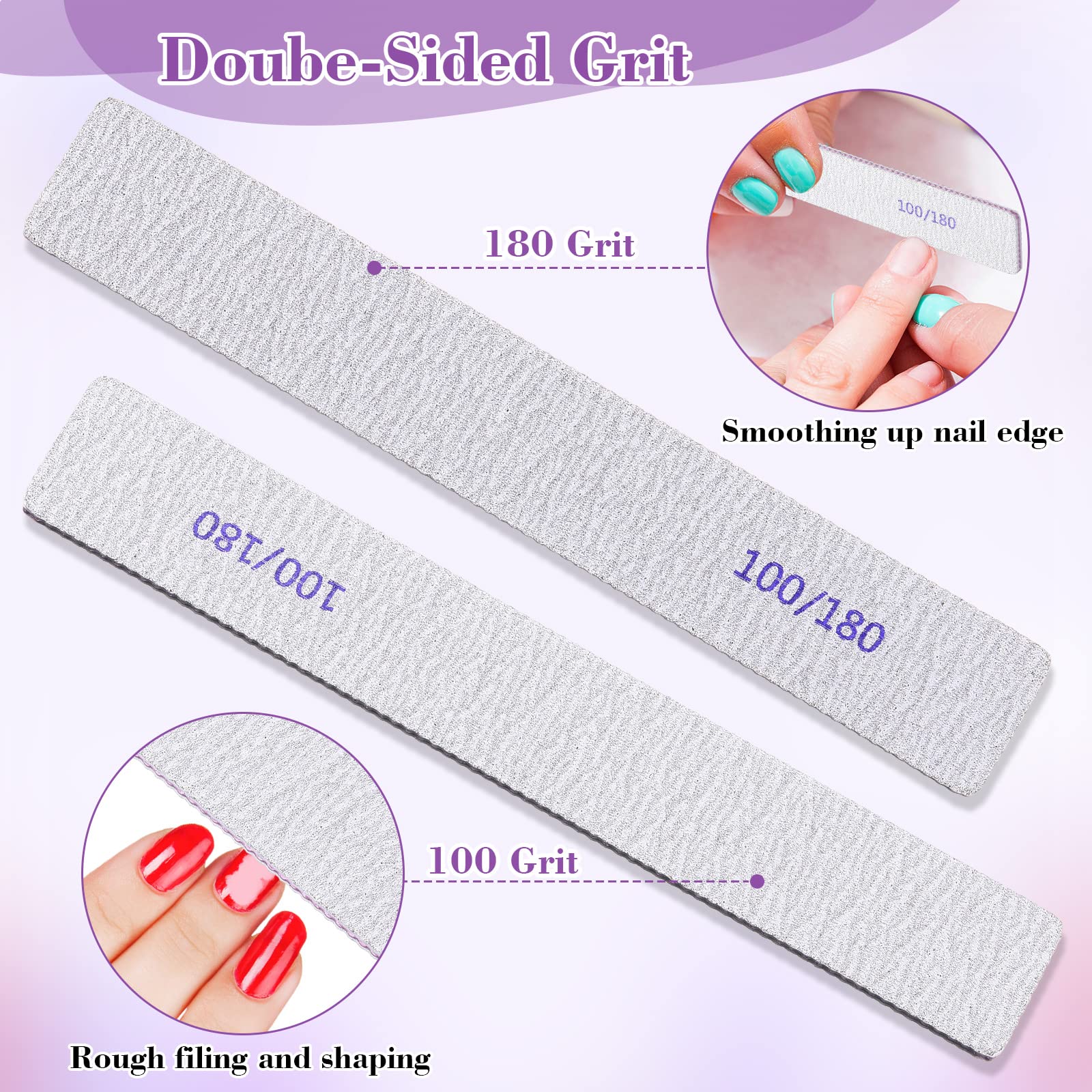 Xinnun emery boards with round corners protecting skin during shaping.