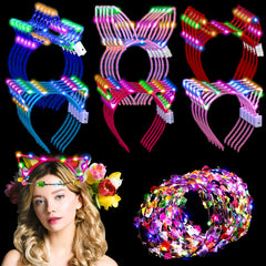 Xinnun LED cat ear headband glows bright for parties and nightlife photos.
