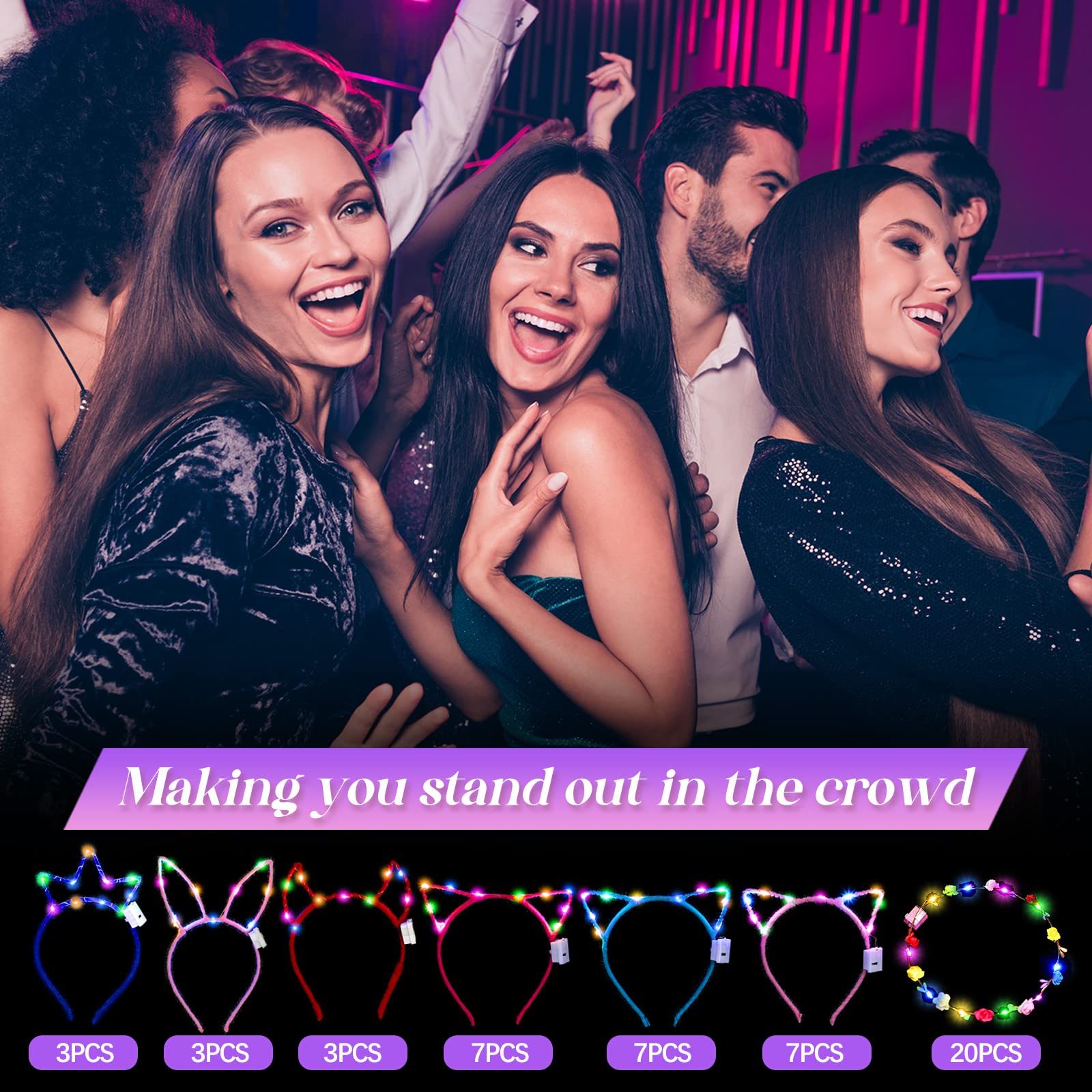 Xinnun LED ox ear headband offers playful flair for cosplay and events.