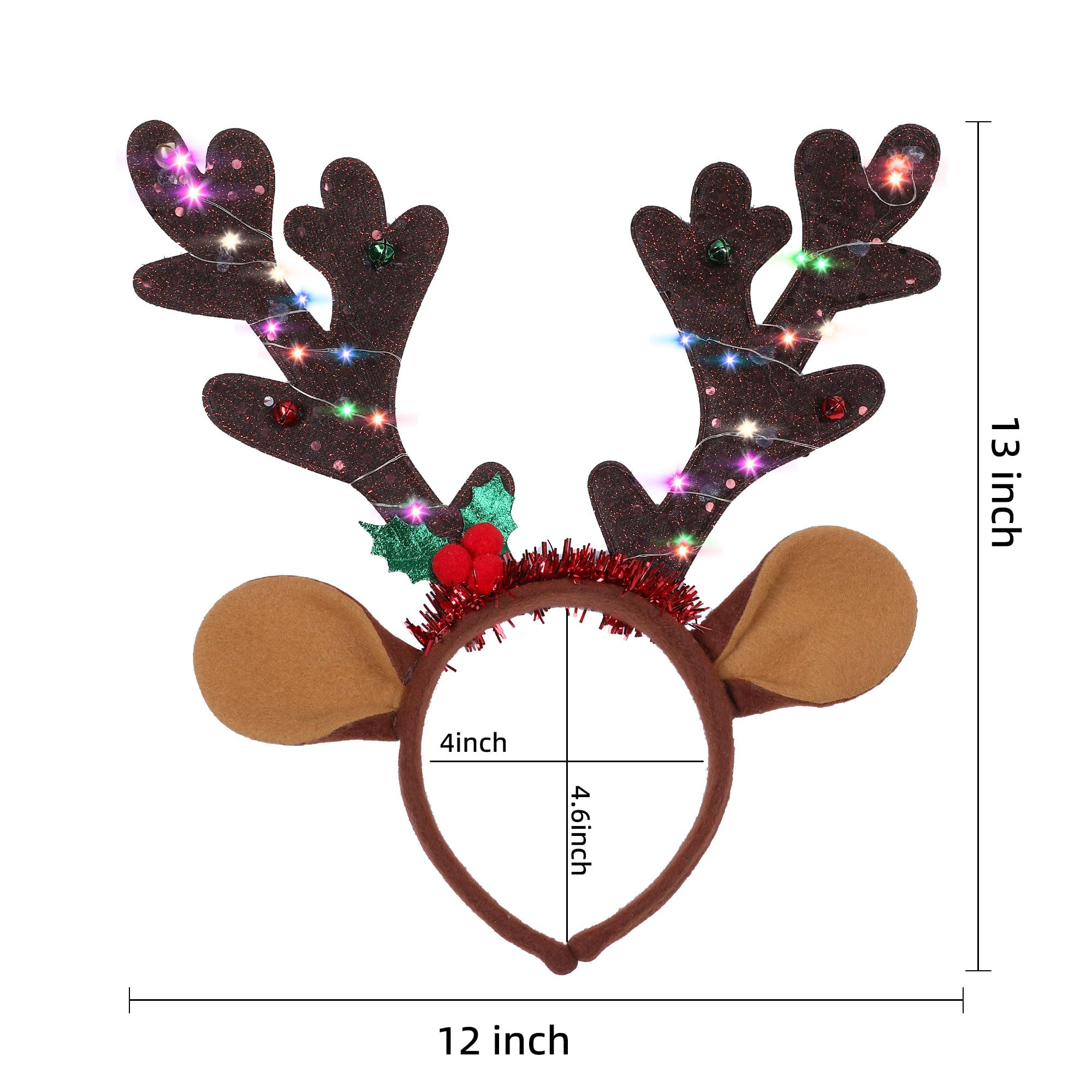 Xinoe brown LED antler headband complements winter outfits