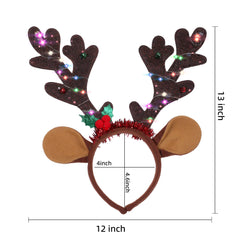 Xinoe brown LED antler headband complements winter outfits