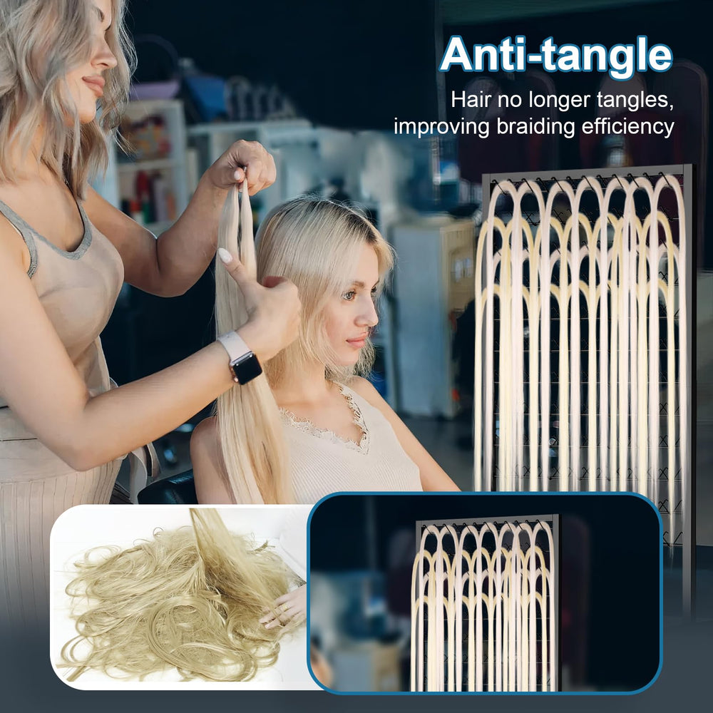 XINTUO braiding hair rack with storage drawers keeps tools within reach.
