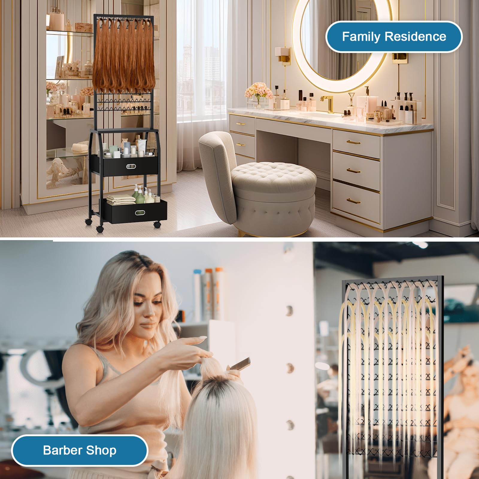 XINTUO mobile workstation for braiding, versatile for salon or home use.