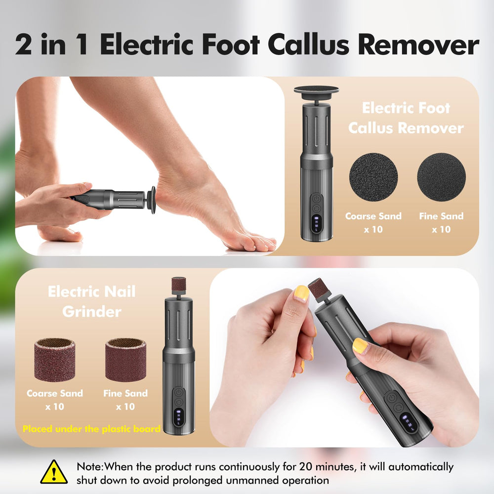 Xisuoka electric foot callus remover nail-tool attachments enable precise shaping.