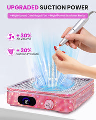 XISZMOG Nail Dust Collector side view highlighting compact footprint for salon spaces.