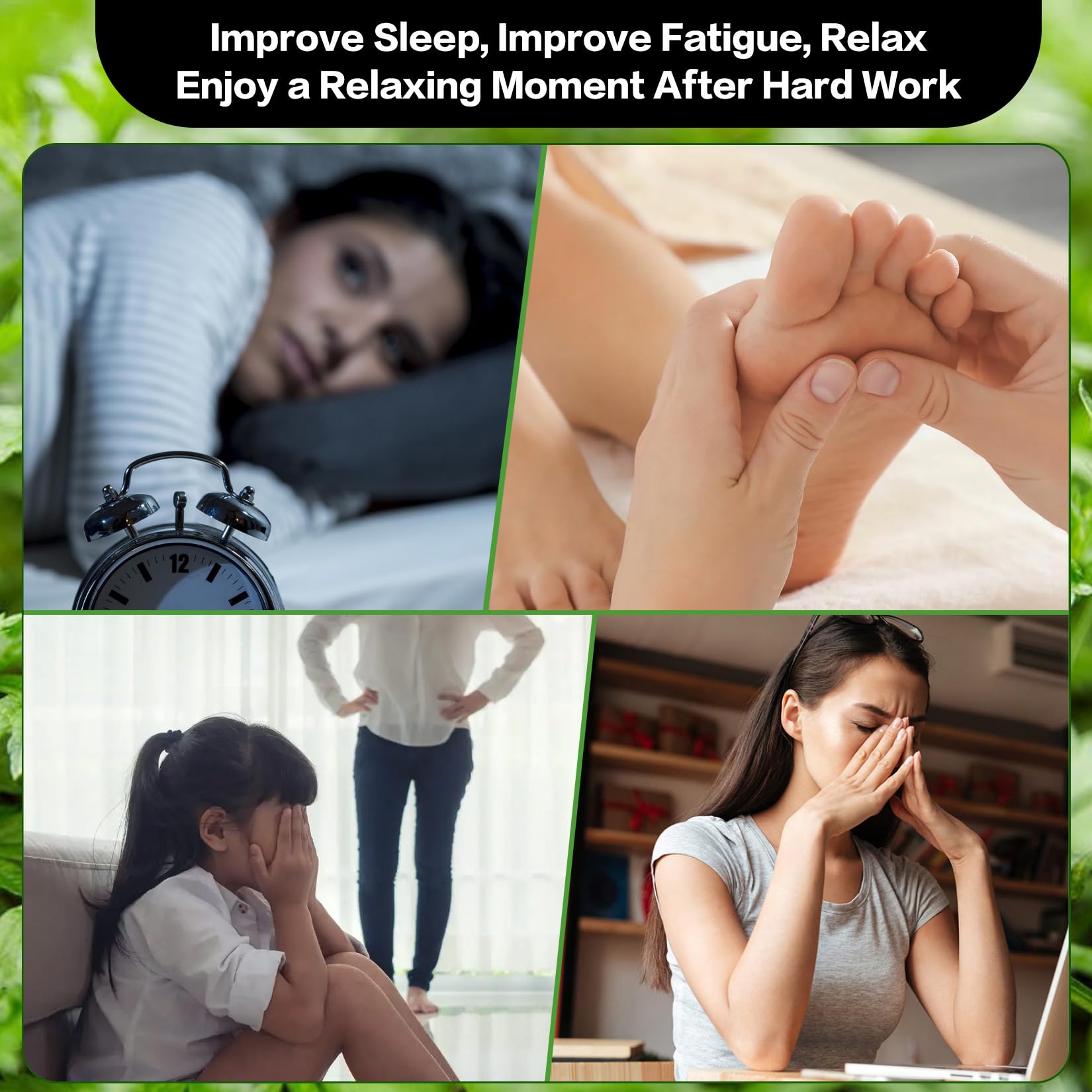 xiweioo foot pads shown beside a relaxing evening routine for better rest possibilities