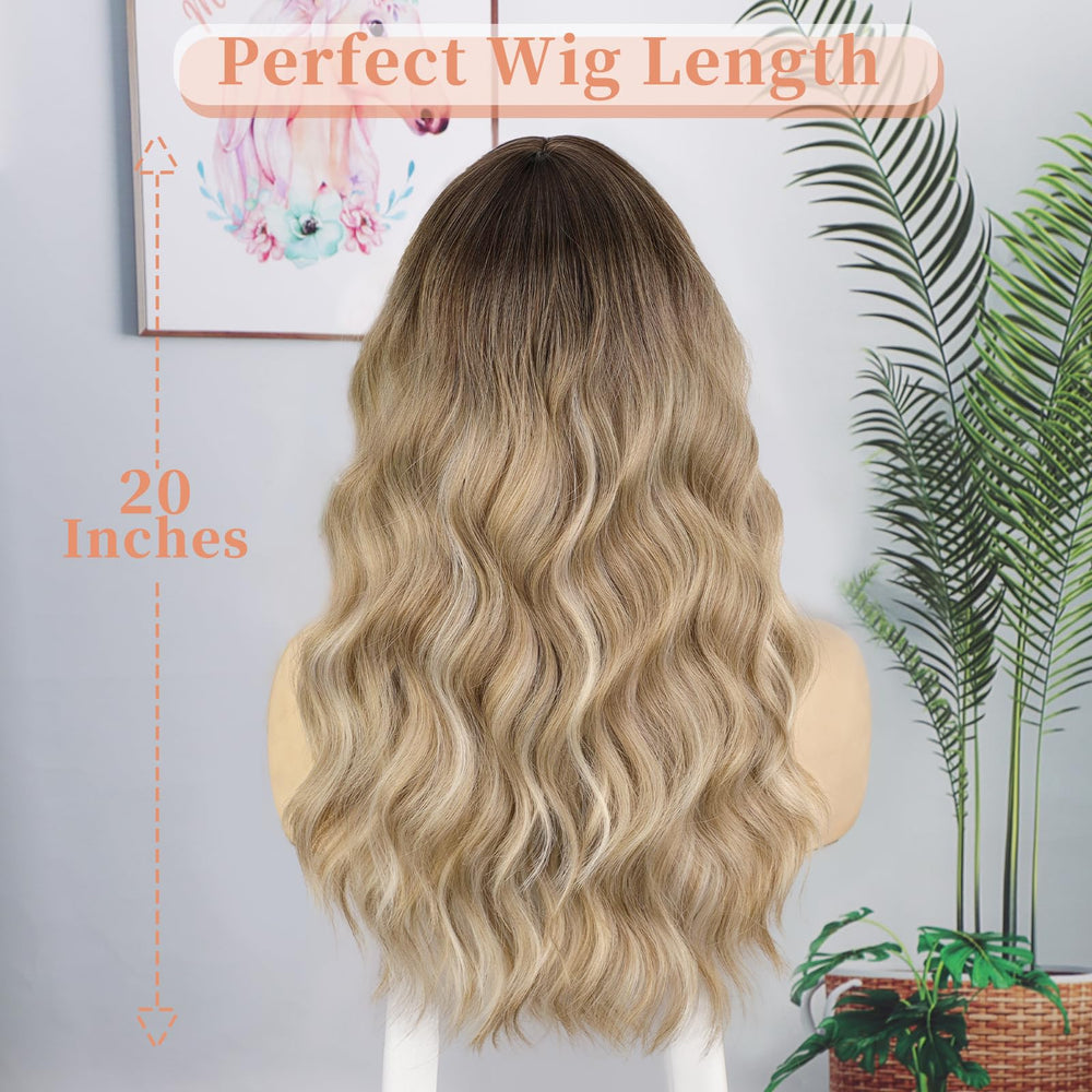 XIXIBI Blonde Wig long waves on a mannequin demonstrates versatile, everyday styling options.