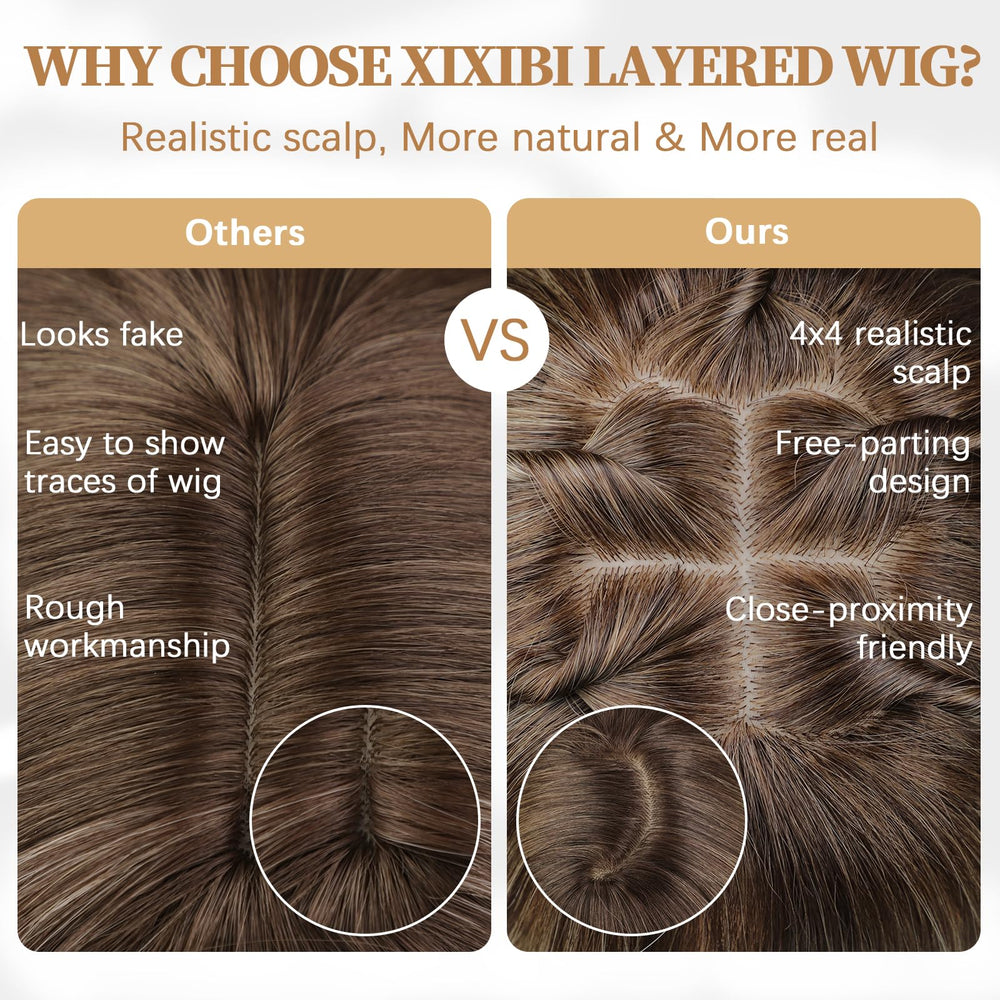 XIXIBI blonde ombre layered wig 26 inches suitable for daily wear and events
