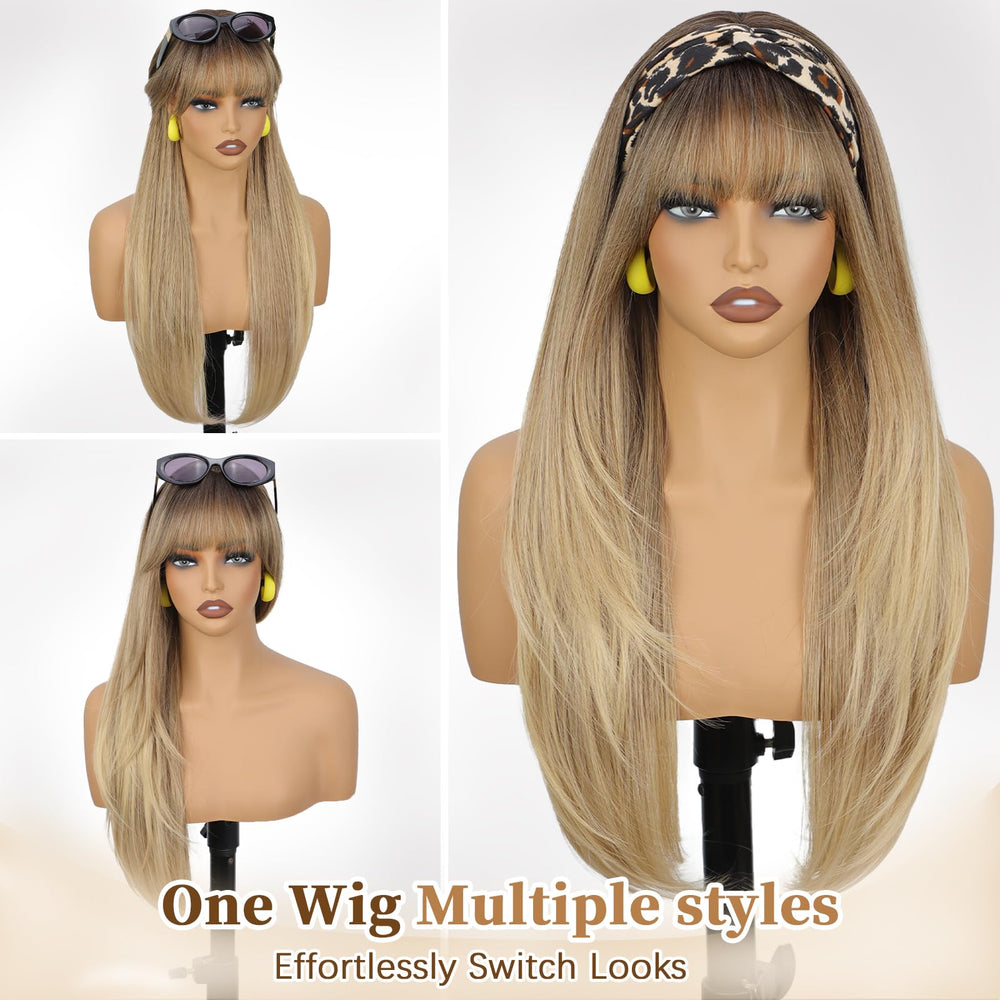XIXIBI wig with natural root-gradient blonde for realistic look