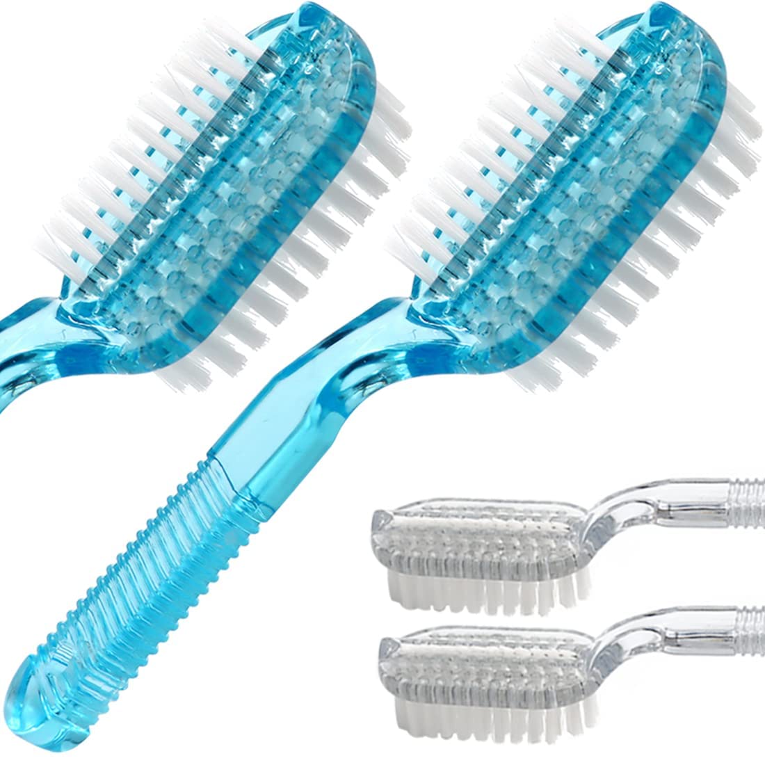 Xjinmin handle-grip fingernail brush with long blue handle for easy cleaning.