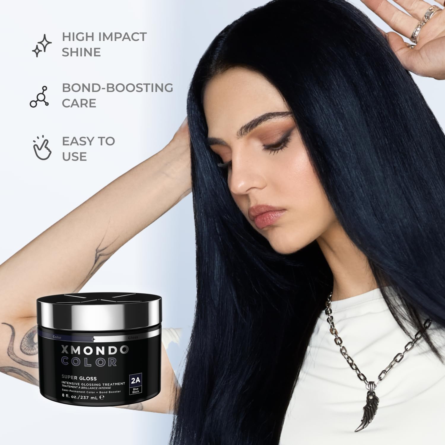 XMONDO Bond-boosters nourish strands while coloring for soft, hydrated results.