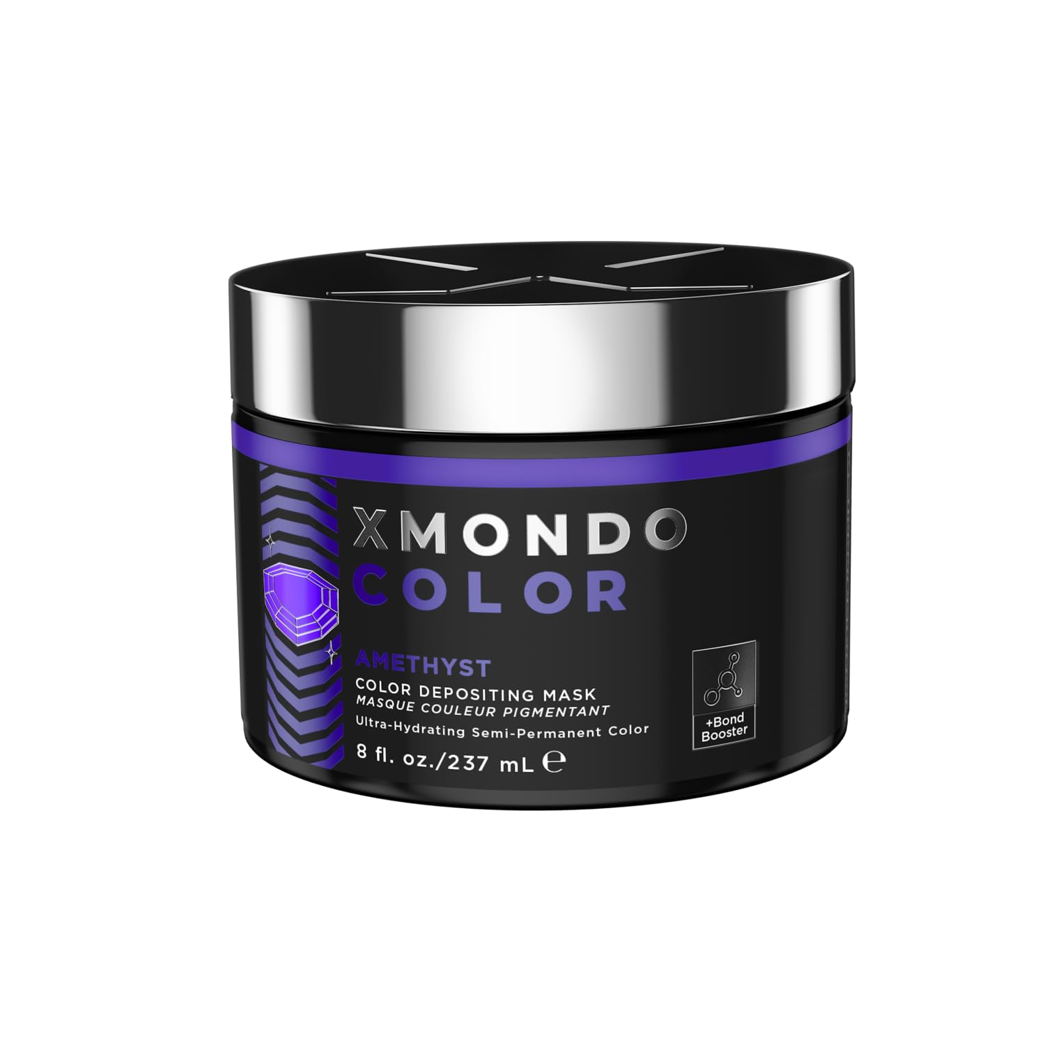 XMONDO Color Amethyst Deposit Mask bottle shows bold purple pigment for at-home color refresh