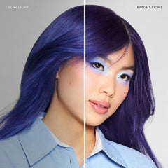 XMONDO shade shift swatches show blue to purple effect on blonde bases