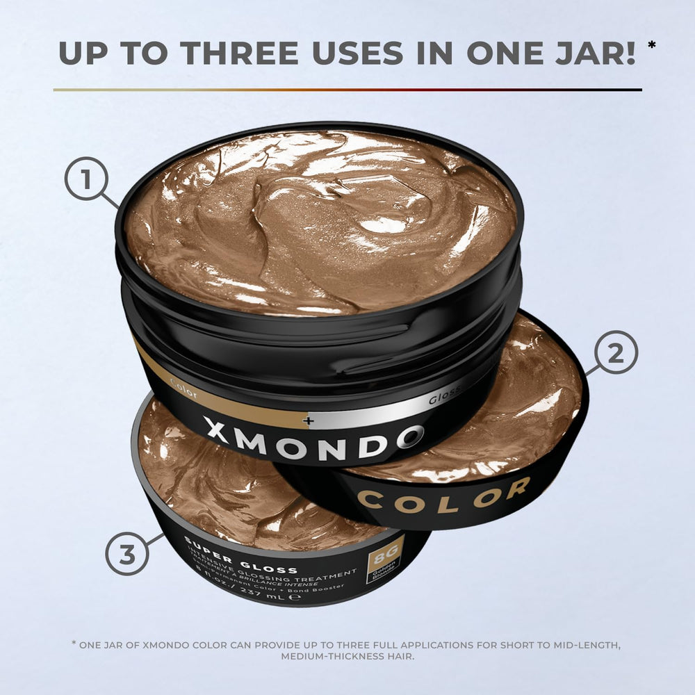 XMONDO Color Golden Blonde final gloss finish on hair under light