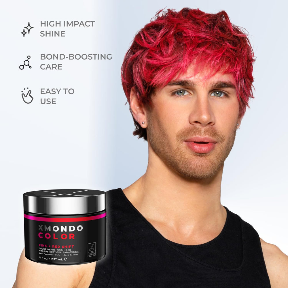 XMONDO Color Pink+Red Shift Mask rinse with cool water demonstrates sealing color.