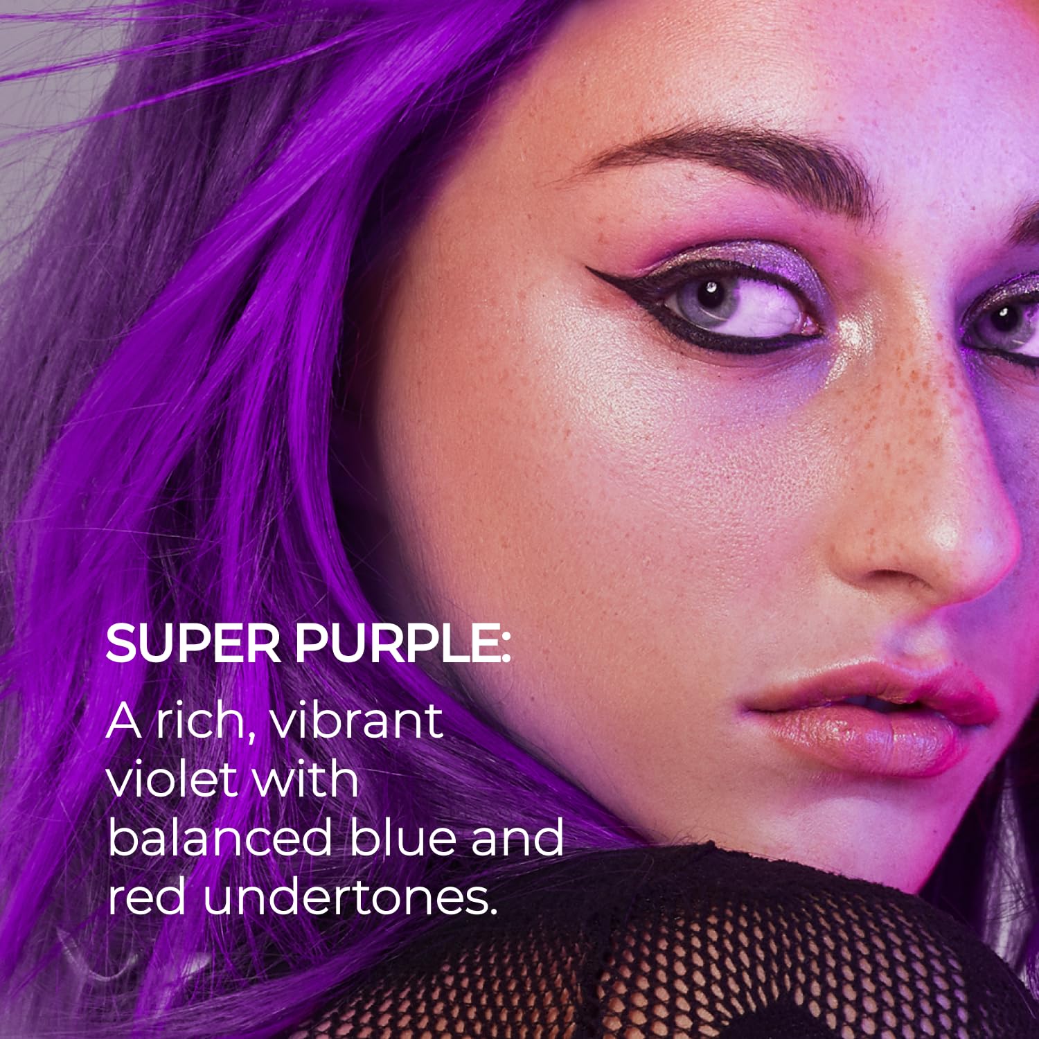 XMONDO Color Super Purple processed hair after rinse reveals softer, shinier strands.