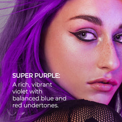 XMONDO Color Super Purple processed hair after rinse reveals softer, shinier strands.