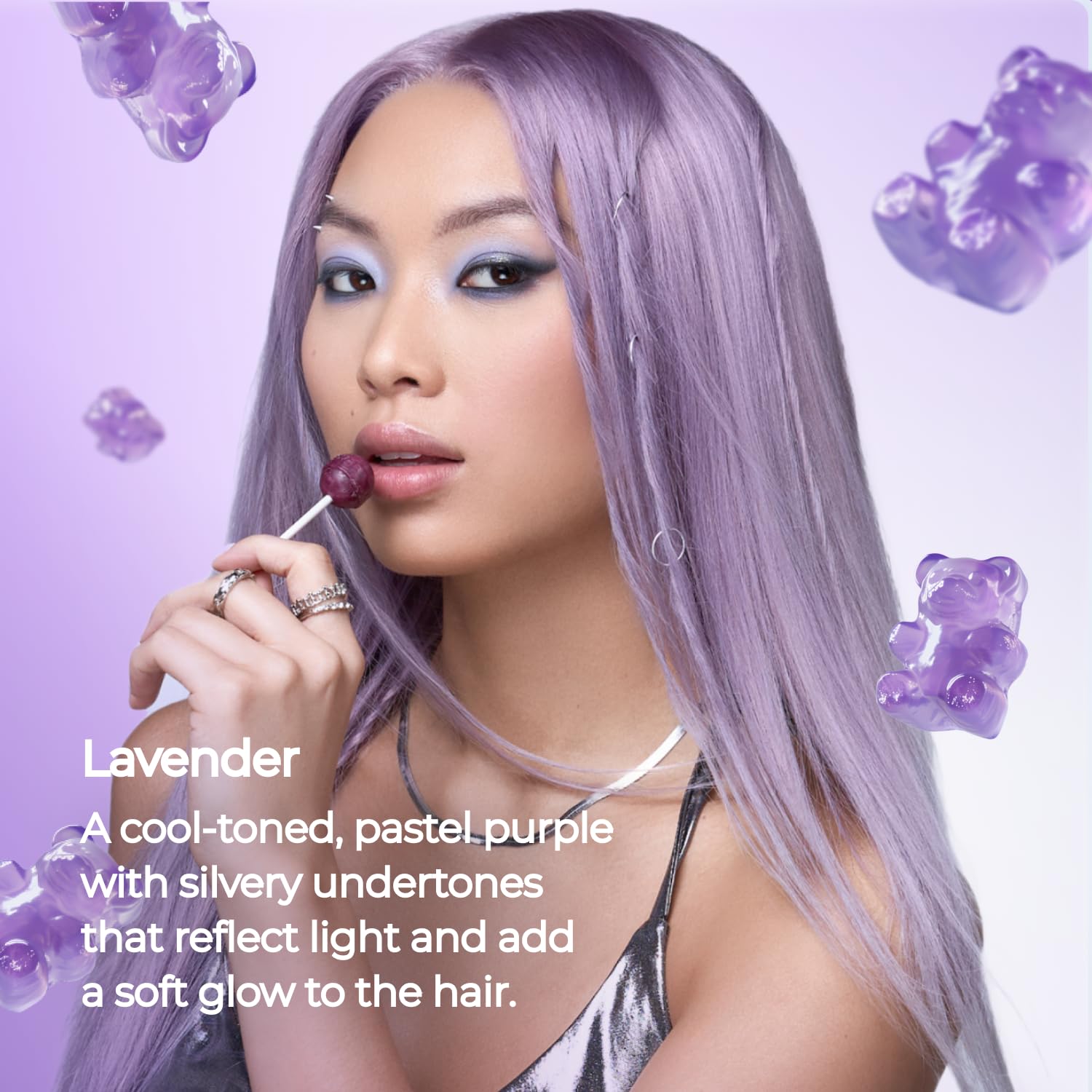 XMONDO Hair Lavender top coat on pre-lightened hair adds shine.