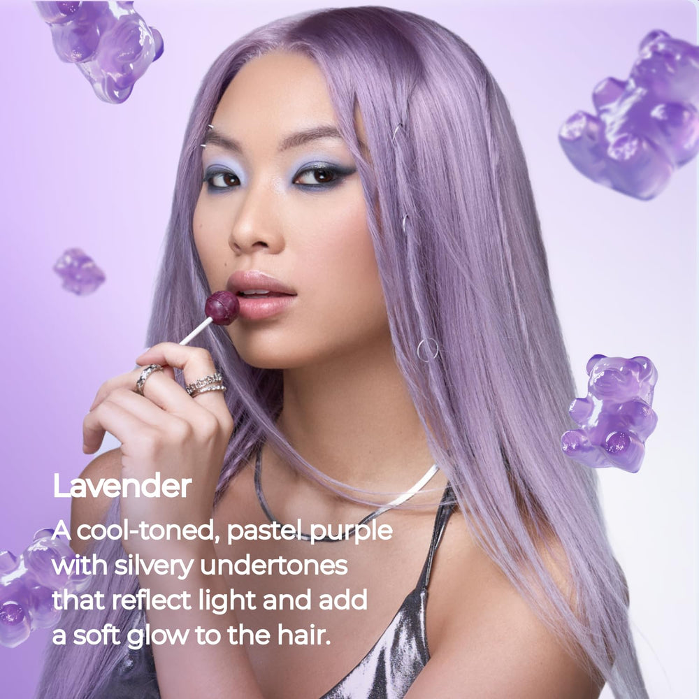 XMONDO Hair Lavender top coat on pre-lightened hair adds shine.