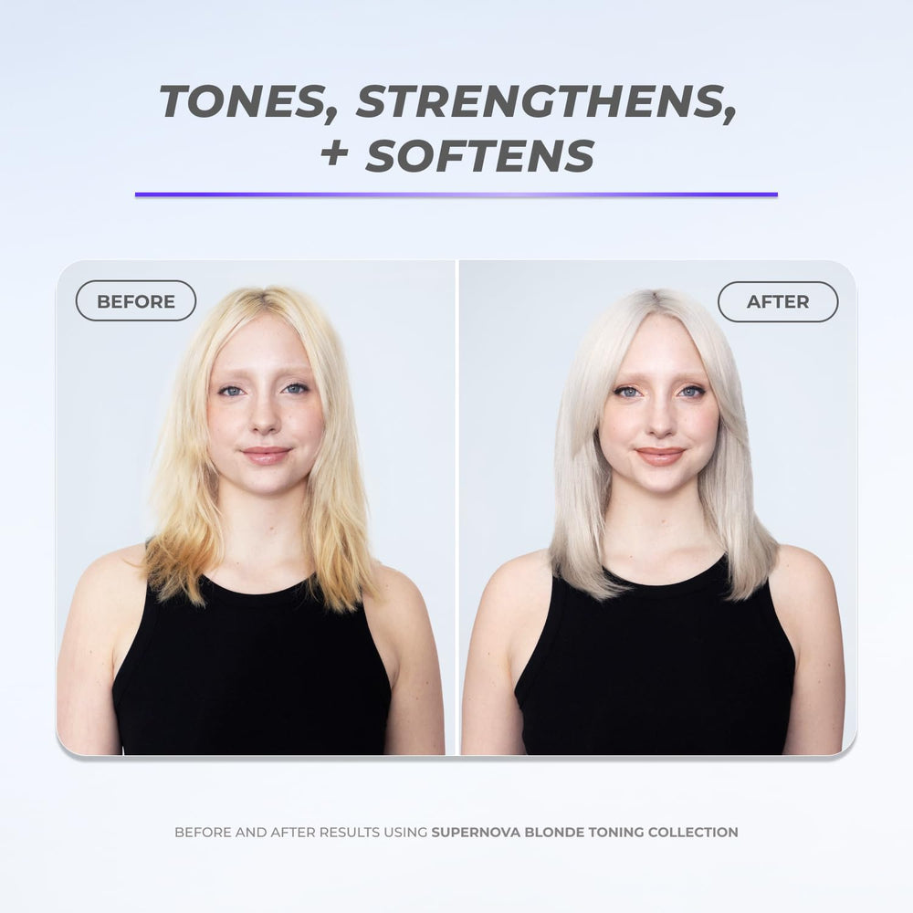 XMONDO Hair Supernova Blonde Toning Conditioner cap close-up vegan formula.