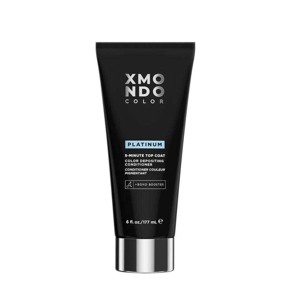 XMONDO Hair Top Coat platinum bottle delivers pastel color and shine.